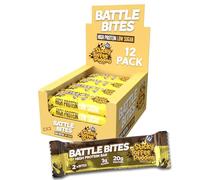 Battle Bites - High Protein Bars 12 x 62g - Sticky Toffee Pudding Flavour - Low in Sugar, High in Fibre, Free from Preservatives, Non-GMO - 20g protein, 7.4g fibre + 251 calories per bar - Made in UK