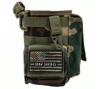 Battle Bottle Sleeve - 64 oz Water Bottle Sleeve Only - Fits Many 2L Steel Water Bottle Cover Rugged & Versatile Design with Storage for Phone, Wallet & Keys (Woodland Camo)