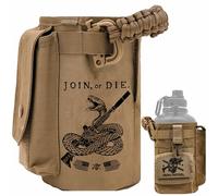 Battle Bottle Sleeve - 64 oz Water Bottle Sleeve Only - Tan Join or Die with Phone Storage & Versatile Rugged Design - Fits 2L Steel Bottle