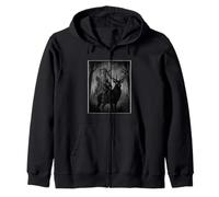 Battle Deer Stag Fantasy Knight Medieval Design Zip Hoodie