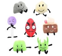 Battle for Dream Island Plushies Leaf/Green grass/Cake/Stone/Jelly Stuffed Throw Pillow Sofa Cushion Home Decor Collect for Fans (7PCS 28CM)