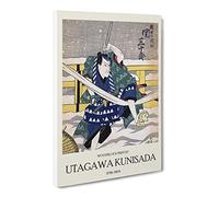 Battle In The Snow By Utagawa Kunisada Exhibition Museum Asian Japanese Canvas Wall Art Print Ready to Hang, Framed Picture for Living Room Bedroom Home Office Décor, 30x20 Inch (76x50 cm)