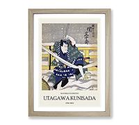 Battle In The Snow By Utagawa Kunisada Exhibition Museum Asian Japanese Framed Wall Art Print, Ready to Hang Picture for Living Room Bedroom Home Office Décor, Oak A4 (34 x 25 cm)