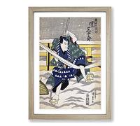 Battle in The Snow by Utagawa Kunisada Framed Print | A2 Oak Framed Wall Art | Ready to Hang | Modern Landscape Picture | Living Room Bedroom Lounge Office