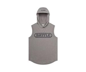 Battle Men's Sleeveless Light Action Hoodie, Grey, S