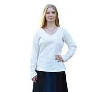 Battle-Merchant Aila - Women’s Medieval Blouse with Lacing - Renaissance, LARP and Viking Costume - Natural - L