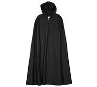 Battle-Merchant Burkhard - Medieval Cloak with Hood - For Men and Women - LARP Wizard Costume - Black