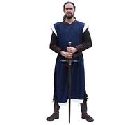 Battle-Merchant Eckhart - Medieval Tunic Surcoat - Knight Costume - One Colour/Checkerboard - Blue/natural - X-Large/XX-Large