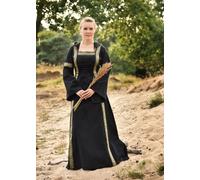 Battle-Merchant Eleanor Medieval Hooded Dress, Black Viking LARP Costume