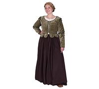 Battle-Merchant Griselda Medieval Women's Jacket Made of Velvet Cotton Long Sleeve with Lacing Costume Clothing Corsage, Green, 18