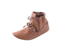 Battle merchant half boots, high, Middle Ages, leather, turned, medieval, Larp Viking shoes, boots Brown Size: 9.5 UK