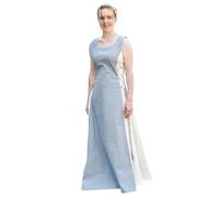 Battle-Merchant Jarle Sleeveless Medieval Dress - Viking Strap Dress for Women - Medieval Costume LARP Fantasy, Blue grey/natural, XL