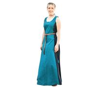 Battle-Merchant Jarle Sleeveless Medieval Dress - Viking Strap Dress for Women - Medieval Costume LARP Fantasy, Petrol/Dark Blue, XXL