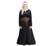 Battle-Merchant Light Medieval Dress Milla - Viking Dress for Women - Medieval Costume LARP Fantasy, black, L