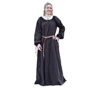Battle-Merchant - Medieval Ana Women's Viking Costume Long Sleeve Floor Length Cotton LARP Garment White Red Blue Natural, brown, XL