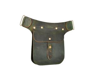Battle-Merchant Medieval Leather Bag, Waist and Belt Bag, Green, Einheitsgröße, Medieval