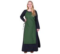 Battle-Merchant Medieval Overdress Tinna Strap Dress for Women Dress Apron with Lacing Sleeveless Cotton Costume LARP Viking Tinna, Green, XXL