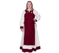 Battle-Merchant Medieval Overdress Tinna Strap Dress for Women Dress Apron with Lacing Sleeveless Cotton Costume LARP Viking Tinna, wine red, XXL