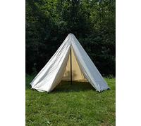 Battle-Merchant Medieval Single Pole Tent, 3m Dome Gold Tunnel, 9 sq.m (W 3m x L 1.8m, H 2.2m), 2 Person, Water Resistant, Cotton, Camping & Hiking, Camping, Market Events, Larping Events