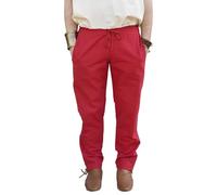 Battle-Merchant Medieval trousers, wide, straight cut, Hagen, LARP trousers, Viking trousers, men's knight trousers, cotton pirate trousers for men, medieval, red, M