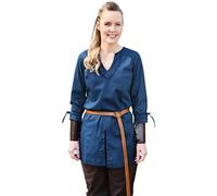Battle-Merchant - Medieval Tunic Ylva for Women - Fitted Shirt - Shield Maid Outfit - LARP, Viking, Pirate, Costume - Blue - S