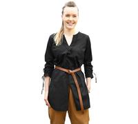 Battle-Merchant - Medieval Tunic Ylva for Women - Fitted Shirt - Shield Maid Outfit - LARP, Viking, Pirate, Costume - Black - L