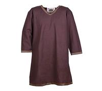 Battle-Merchant - Medieval Viking Tunic for Men - Cotton - Fantasy, LARP, Reenactment - Dark Brown - L