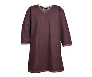 Battle-Merchant - Medieval Viking Tunic for Men - Cotton - Fantasy, LARP, Reenactment - Dark Brown - L