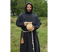 Battle-Merchant Monk Robe with Hood Cord Black - Medieval LARP Costume