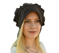 Battle-Merchant Pleated Medieval Coif for Women - Bonnet - Medieval Headwear - Brown