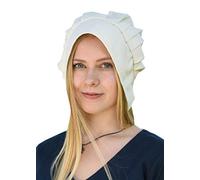 Battle-Merchant Pleated Medieval Coif for Women - Bonnet - Medieval Headwear - Natural