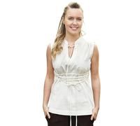 Battle-Merchant - Sleeveless Medieval Blouse Levke Shirt with Lacing, Shield Maid Outfit, Garb, LARP, Viking, Pirate, natural, XXL