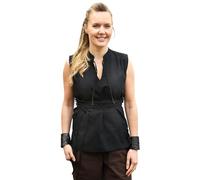 Battle-Merchant - Sleeveless Medieval Blouse Levke - Shirt with Lacing - Shield Maid Outfit - LARP, Viking, Pirate - Black - M