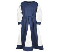 Battle-Merchant Solveig - Girls Medieval Viking Dress with Belt - Blue Red - 110-164 (4-16 Years)
