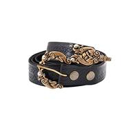 Battle-Merchant Strong Leather Belt with Embossed Celtic Pattern Approx. 177 cm Long Viking LARP Belt LARP Medieval, black, One Size