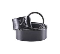 Battle-Merchant - Wide Medieval Leather Belt with Brass Ring - LARP, Reenactment - Extra Long - Black - 190 cm