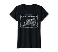 Battle of Fort Sumter Civil War April 1861 History Timeline Value Graphic T-Shirt, Women, Black, S