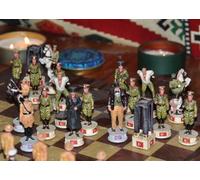 Battle of Gallipoli Handmade Chess Set, King 8.5 cm, Multiple Board Options (Walnut Board with Nacre Inlay Set)
