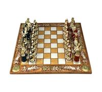 Battle of Troy Greek Roman Gods Chess Set - Handmade Alabaster Board with 32 Pieces | Large 17.7” Mythological Chess Game | Made in Greece