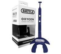 Battle Oxygen Lip Protector Mouth Guard with Connected Strap, Football and Sports Gear, Maximum Oxygen Supply, Mouthpiece Fits With or Without Braces - One Size, Navy