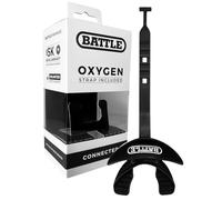Battle Oxygen Lip Protector Mouth Guard with Connected Strap, Football and Sports Gear, Maximum Oxygen Supply, Mouthpiece Fits with or Without Braces - One Size, Black