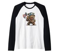 Battle Ready Bear Costume with Axe for Bears Lovers Raglan Baseball Tee