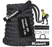 Battle Ropes for Home Gym 1 Inch Diameter 30FT Length Workout Rope Exercise Rope Training Ropes with Protective Sleeve for Kids Men Women Exercise Fitness & Strength Training
