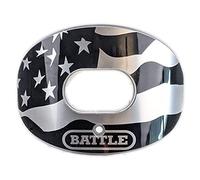 Battle Sports American Flag 2.0 Chrome Oxygen Football Mouthguard - with a Convertible Strap, Superior Airflow & Better Performance, Maximum Protection & Breathability, Works with Braces - Silver