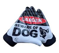 Battle Sports Beware of Dog Doom 1.0 Wide Receiver Football Gloves - Ultra Grip Gloves - Beware of Dog Black, Adult X-Large