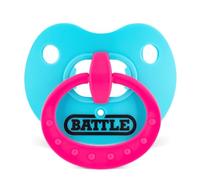 Battle Sports Binky Oxygen Football Mouthguard - Detachable Strap, Maximum Breathability, Works with Braces & No Boiling Required - Baby Blue/Pink