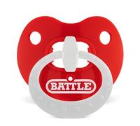 Battle Sports Binky Oxygen Football Mouthguard - Detachable Strap, Maximum Breathability, Works with Braces & No Boiling Required - Red/White