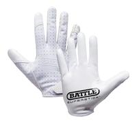 Battle Sports Doom Speed Football Receiver Gloves, SuperStick Palm, PrecisionFit Material, Adults and Teenagers, White, X-Large