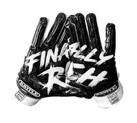 Battle Sports Finally Rich 2.0 Ultra Grip Adult Youth Football Gloves - Black/White - Large