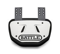 Battle Sports Football Back Plate - Hard Shell Lower Back Protector with Contoured Foam for High-Impact Protection - Adult, White/Black